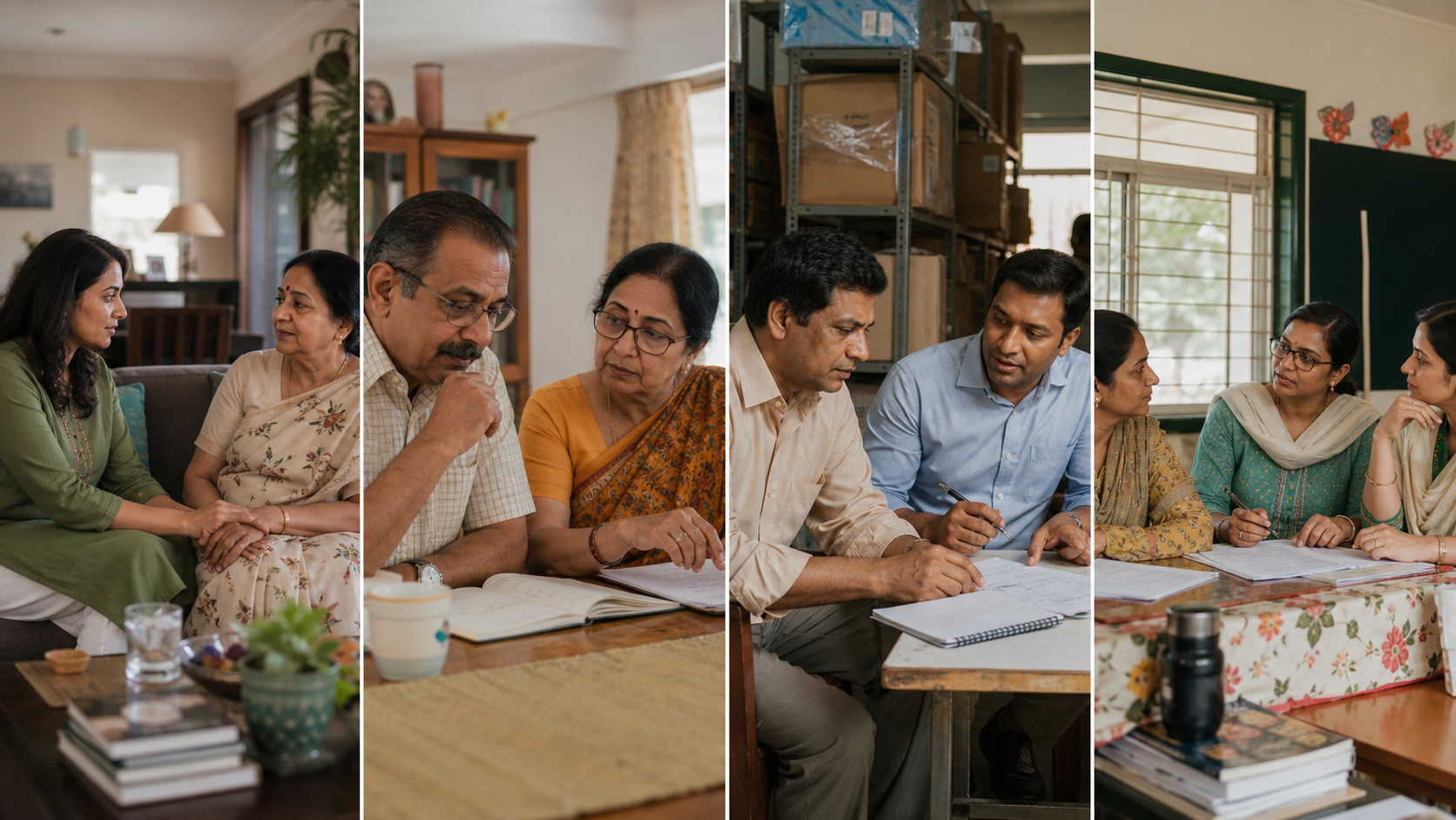 Four Indian money conversations across parental care, retirement, business capital and a teachers' Money Circle